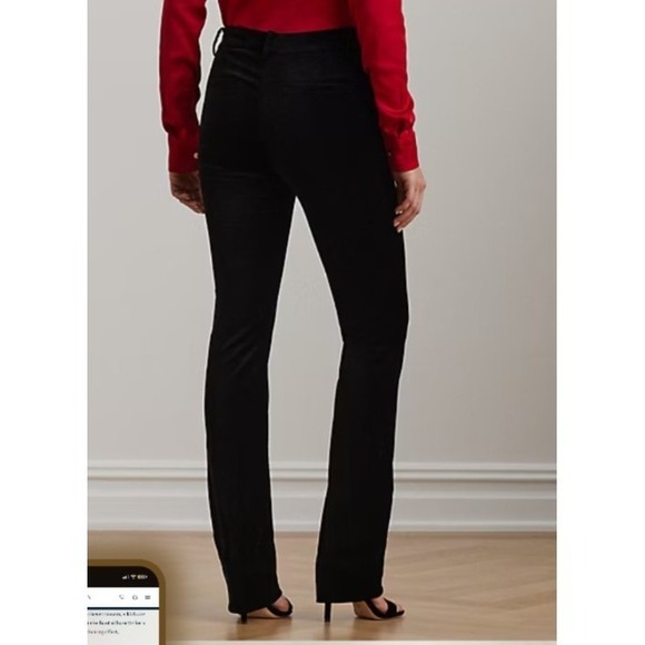Lauren Ralph Lauren Black Label Denim - Lauren Ralph Lauren Black‎ Label High Rise Stretch Velvet  Trouser SIZE 4 Black